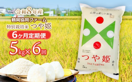 【令和8年産 新米】特別栽培米つや姫 5kg (5kg×1袋)×6ヶ月【定期便】　鶴岡協同ファーム