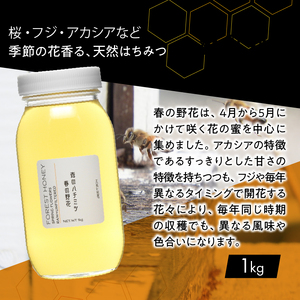 山梨県上野原市産 森のハチミツ 春の野花 （1kg×1本）