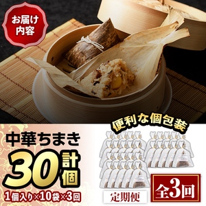＜全3回定期便＞中華ちまき(総計30個・10個×3回)惣菜 おこわ もち米 おにぎり 冷凍食品 冷凍おにぎり 簡単料理 飲茶 点心 粽 中華 簡易包装 定期便＜離島配送不可＞【ksg1519】【餃子舗