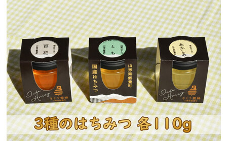 純粋はちみつ3本セット（アカシア・とち・百花）山形県飯豊町産蜂蜜