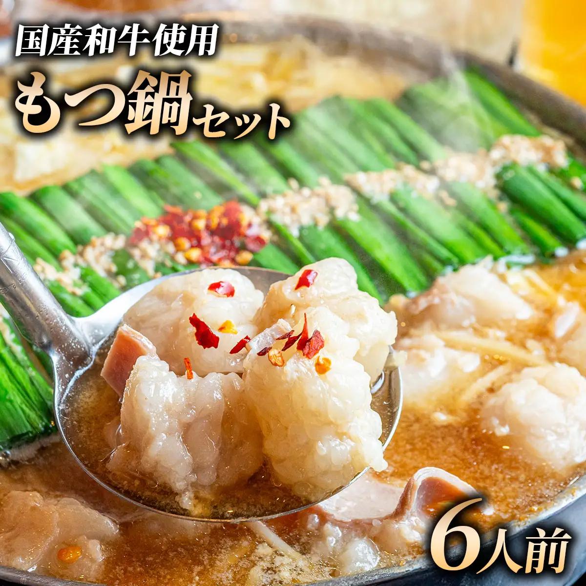 和牛 もつ鍋セット 醤油味 (ちゃんぽん麺なし) 6人前【HD015】