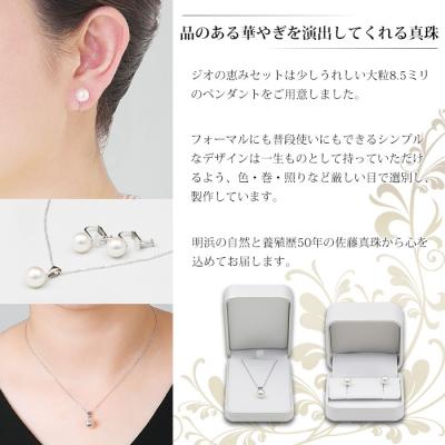 ふるさと納税 西予市 <明浜産真珠ジオの恵みセット(ペンダント・イヤリング)>　パール　ジュエリー　アクセサリー　アコヤ |  | 01