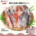 【ふるさと納税】 味くらべ！ 定塩鮭 厚切り 紅鮭 と 銀鮭 のセット 3切 2パック 2種類 合計4パック 約1.5kg 紅鮭 銀鮭 鮭 鮭切身 塩銀鮭 天然紅鮭 セット さけ サケ 切り身 海の幸 おかず 焼鮭 お酒 おつまみ 冷凍 お取り寄せ 人気 グルメ 贈り物 プレゼント 千葉県 銚子市