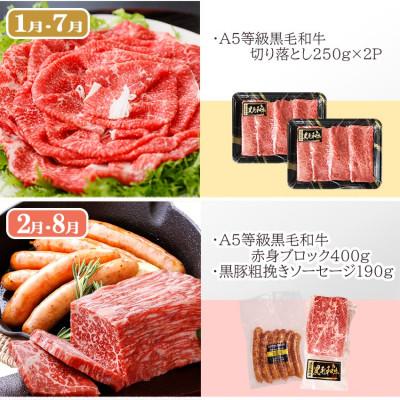 ふるさと納税 枕崎市 定期便(6回配送)　鹿児島県産うなぎ・黒毛和牛・黒豚・海の幸　HH5-0001 |  | 01