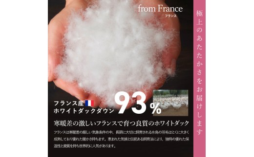 【甲州羽毛ふとん】肌掛けフランスホワイトダックダウン93％（ダブル）ホワイト　掛け布団 綿100サテン 薄手タイプ ふとん 立体キルト DP400以上 ロイヤルゴールド 収納ケース付き 回収キット付き