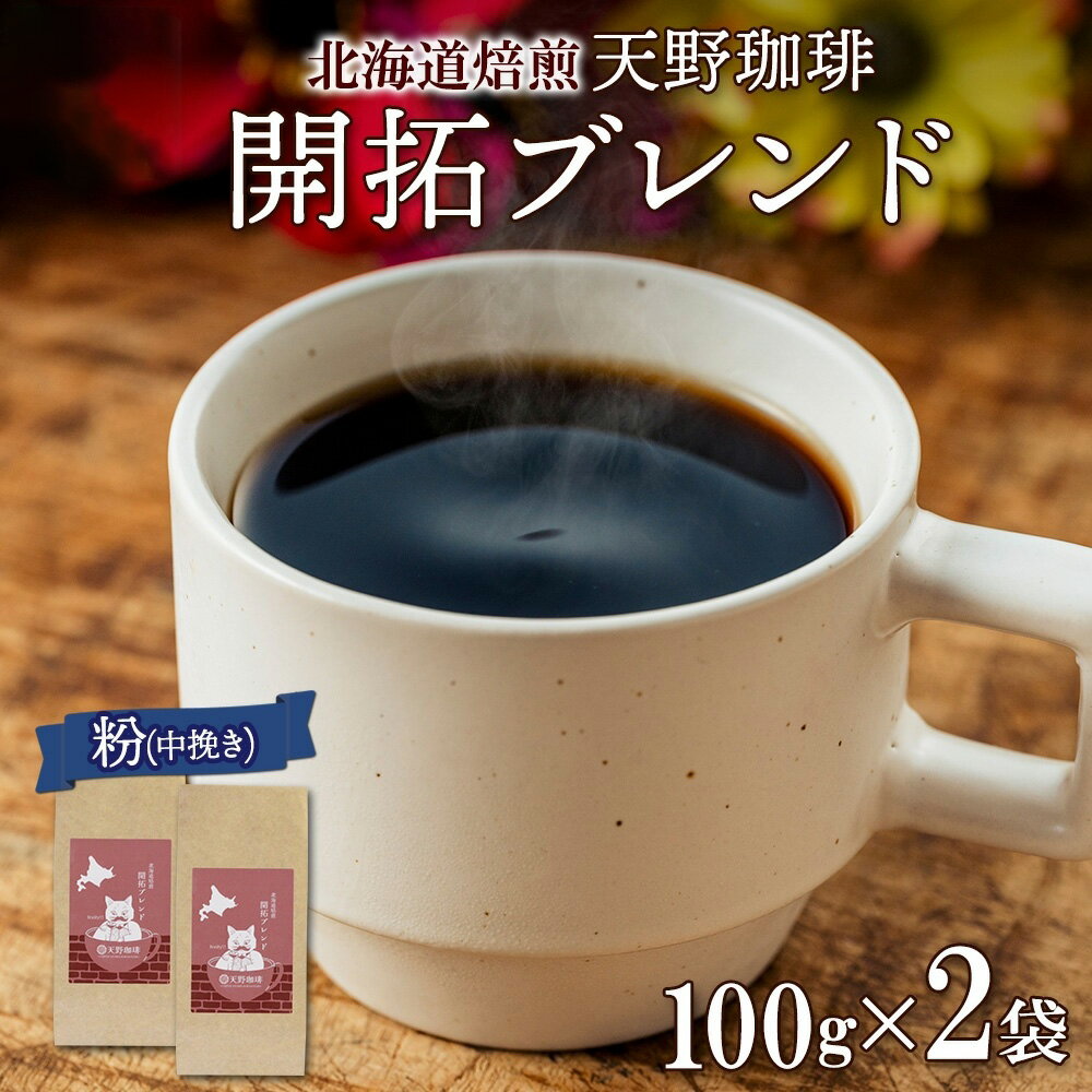 【ふるさと納税】ブレンド 粉 100g×2 珈琲 コーヒー 生豆 自家焙煎 フルーティー スペシャルティコーヒー 中挽き ハンドドリップ 飲料 ドリンク ギフト お取り寄せ グルメ 開拓ブレンド 天野珈琲 北海道 札幌市