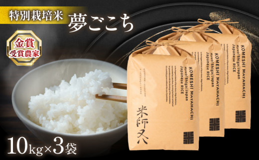 新米 夢ごこち 10kg × 3袋 ( 令和8年産 30kg 2026年産 ブランド 米 rice 精米 白米 ご飯 内祝い 十六代目米師又八 謹製 もちもち 国産 送料無料 滋賀県 竜王 ふるさと納税 )