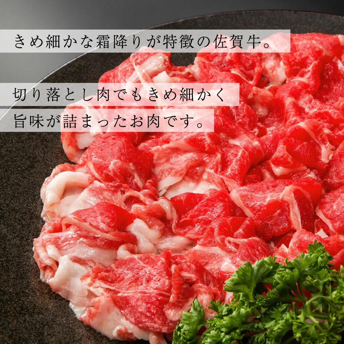 ＜定期便3回＞佐賀牛たっぷり切り落とし 1kg (500g×2パック)
