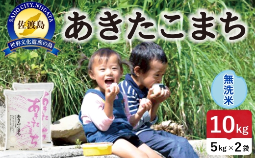佐渡島産あきたこまち 無洗米10kg（5kg×2袋）令和7年産 単一原料米 世界農業遺産の島 | 新潟県産あきたこまち 新潟産あきたこまち 佐渡産あきたこまち あきたこまち アキタコマチ お米 米 無洗米 むせんまい 精米 ブランド米 おこめ コメ 10キロ あっさり にいがた さど 新潟県 佐渡市