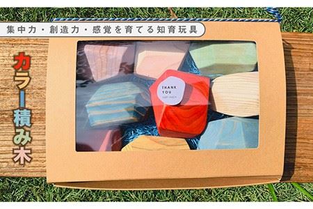 集中力・創造力・感覚を育てる知育玩具☆カラー積み木 吉野ヶ里町/Dondonyokunaru [FCF007]