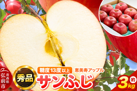 【寄附金額見直しました】りんご 【糖度13度以上】サンふじ 約3kg 【秀品】 青森県 フルーツ 果物