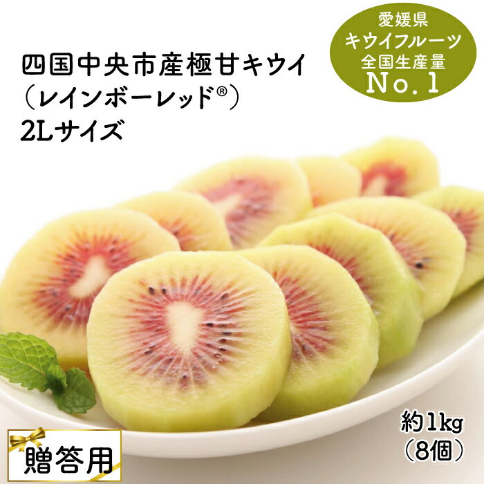 【ふるさと納税】【25年度発送 25年8月受付開始】【お歳暮・贈答用・黒箱】レインボーレッドキウイ（四国中央市産レインボーレッド）2Lサイズ 約1kg（約8個）