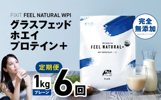 【定期便6回】FEEL NATURAL WPI グラスフェッドホエイプロテイン＋ 1kg (プレーン) |  WPIプロテイン  ダイエット サポート 置き換え プロティン プロテイン 朝食 タンパク