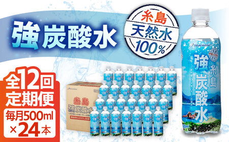 【全12回定期便】強炭酸水 プレーン 500ml × 24本 糸島市 / スターナイン [ARM011] 炭酸水 定期便