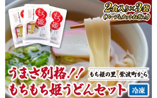 紫波町産もち小麦使用「もちもち姫うどん」生麺 冷凍 もち性小麦×弾力もちもち食感 2食×3袋 (AI012)