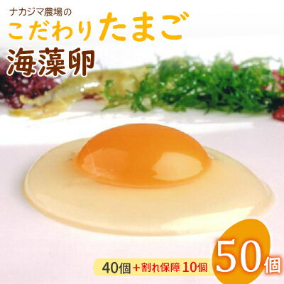【ふるさと納税】ナカジマ農場のこだわりたまご「海藻卵」50個(40個+割れ保障10個)【配送不可地域：離島】【1528298】