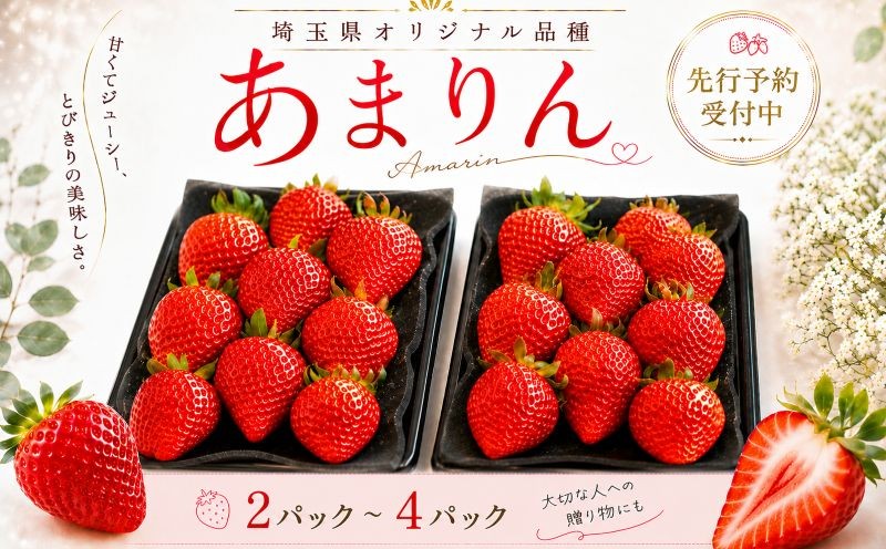 
                  【先行予約】 あまりん いちご  2パック 4パック 苺 ブランド苺 イチゴ フルーツ 甘い お取り寄せいちご フレッシュ ストロベリー 産地直送 ご当地 果物 くだもの フルーツ デザート 美味しい 人気 ふるさと納税 ふるさと納税苺 ふるさと納税いちご ジャム amarinn 食品 冷蔵 贈答 ギフト 新鮮 旬 あまりん いちご げんき農場 埼玉県 羽生市
                