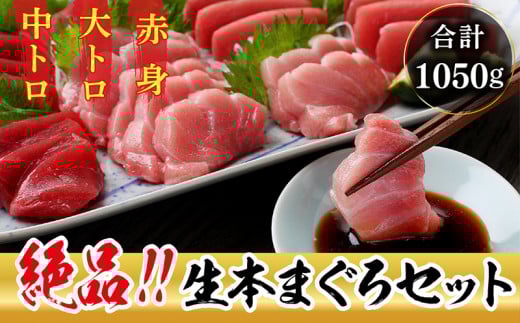 【冷蔵・指定日着可】絶品！生本マグロセット　大トロ 350g + 中トロ 350g + 赤身 350g（すべて柵どり）