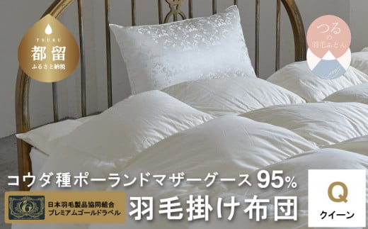 【掛け布団】【プレミアムゴールドラベル】コウダ種ポーランドマザーグース95％羽毛掛け布団（クイーン：210cm×210cm）【羽毛ファクトリーすやすや】