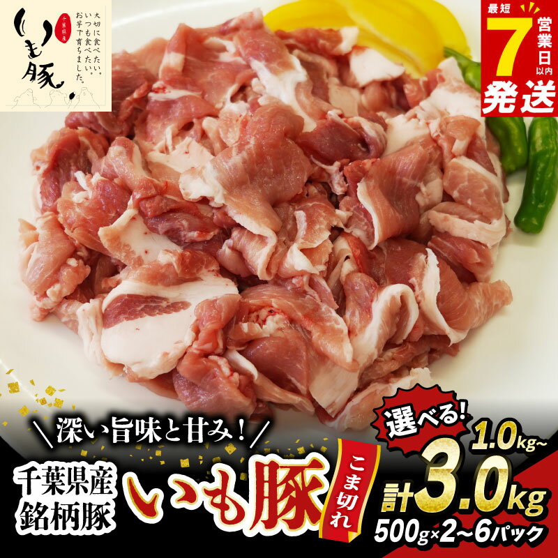 【ふるさと納税】 ＼最短7営業日以内発送／ 豚こま肉 選べる 1kg‐3kg 豚肉 国産 小分け 豚こま肉 豚コマ肉 こま肉 小間 千葉県産 銘柄豚 ブランド豚 ブランド いも豚 豚 buta 肉 niku 切り落とし 切落し 切り落し 冷凍 送料無料 産地直送 千葉県 旭市 旭食肉協同組合 ask