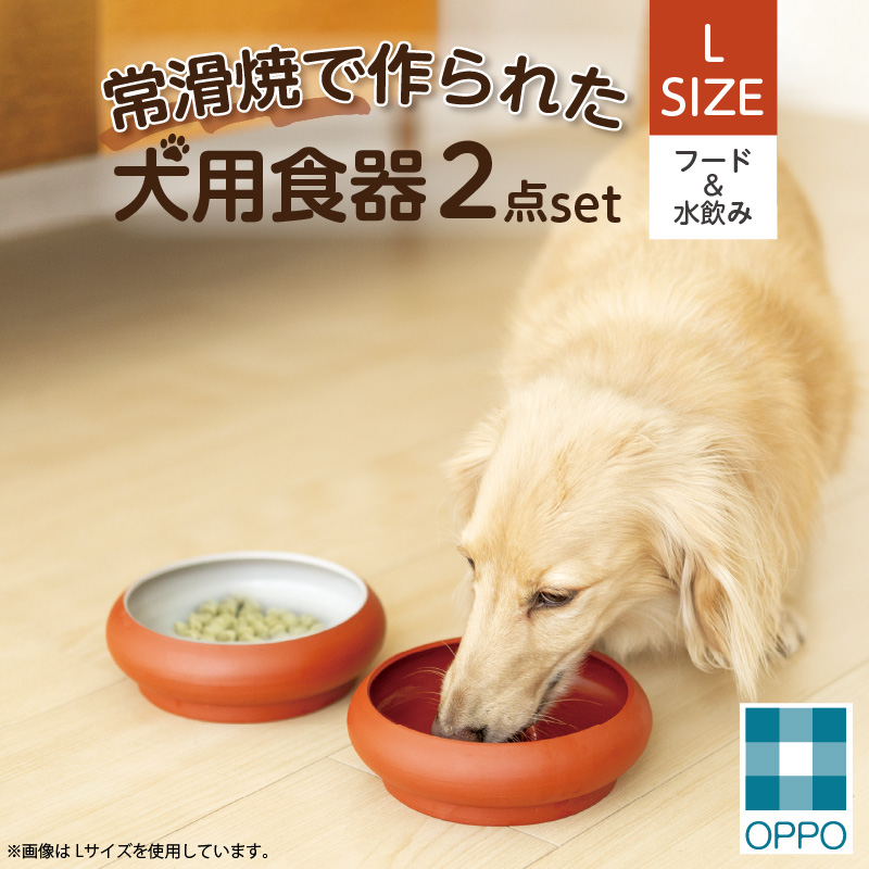 常滑焼 犬用食器 ２点set（フード＆水飲み）L