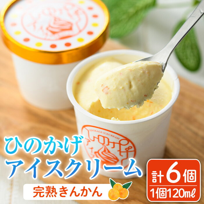 【ふるさと納税】ひのかげ 完熟金柑 アイスクリーム(120ml×6個) アイス スイーツ デザート 詰め合わせ セット 冷凍 お取り寄せ グルメ きんかん＜離島配送不可＞ 【MU035】【日之影町村おこし総合産業(株)】