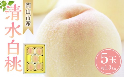 桃 2027年  清水 白桃 5玉 合計約1.3kg 【清水白桃 白桃 桃 もも 果物 フルーツ 新鮮 岡山県産 おすすめ 人気 ギフト 岡山県 岡山市】