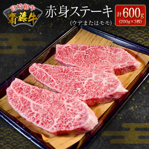 宮崎和牛『齋藤牛』赤身ステーキ計600g(200g×3枚)【C364-60】