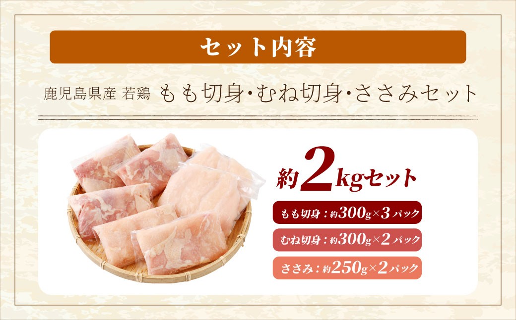 鹿児島県産若鶏 約2kgセット