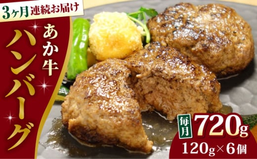 【全3回定期便】あか牛 100％ハンバーグ 約120g×6個【有限会社 三協畜産】 [AYCQ083]