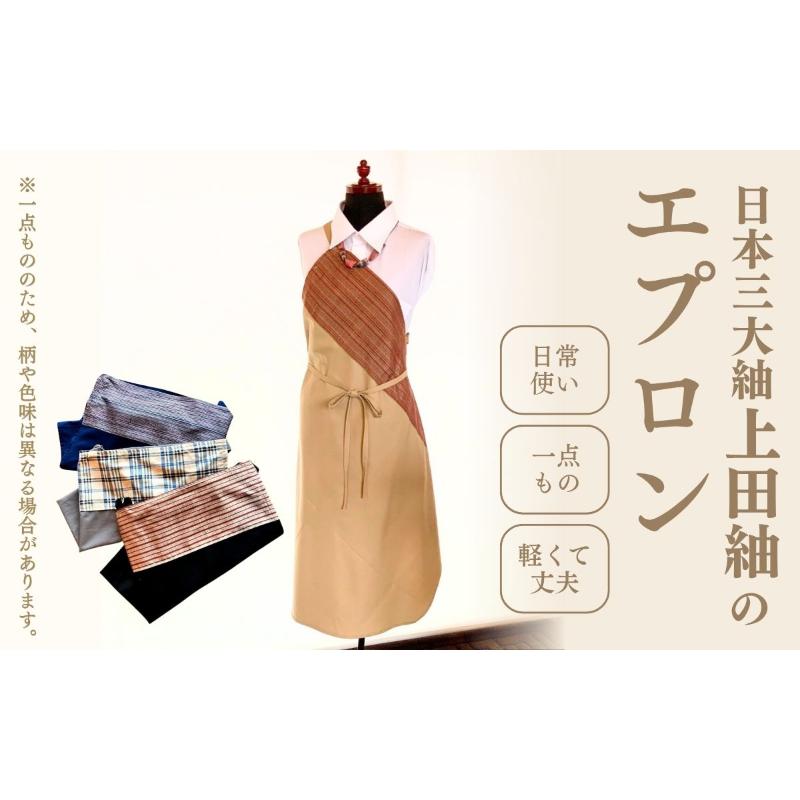 【ふるさと納税】上田紬 ワンショルダーエプロン 選べる4色系統（赤・青・黒・ベージュ）【伝統工芸】エプロン おしゃれ 和モダン 絹100% 日本製 手織り キッチン用品 長野県 上田市 信州
