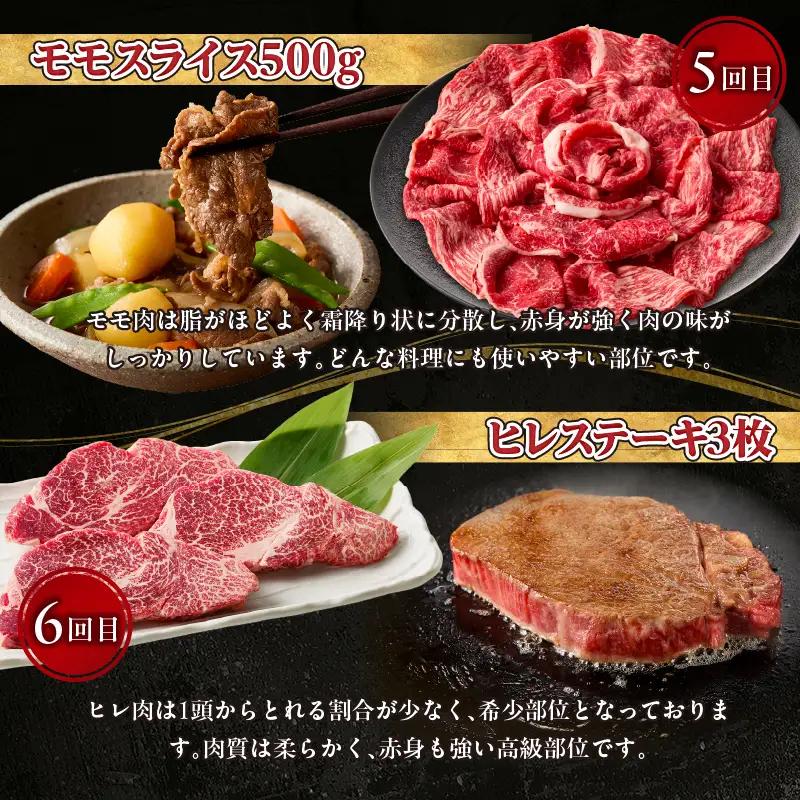 【6か月定期便】宮崎牛プレミアム定期便 牛肉 肉 肩ロース モモ スライス ロース ロースステーキ ステーキ ウデ 焼肉 ヒレ ヒレステーキ 宮崎牛 赤身 霜降り 料理 アウトドア キャンプ バーベキ
