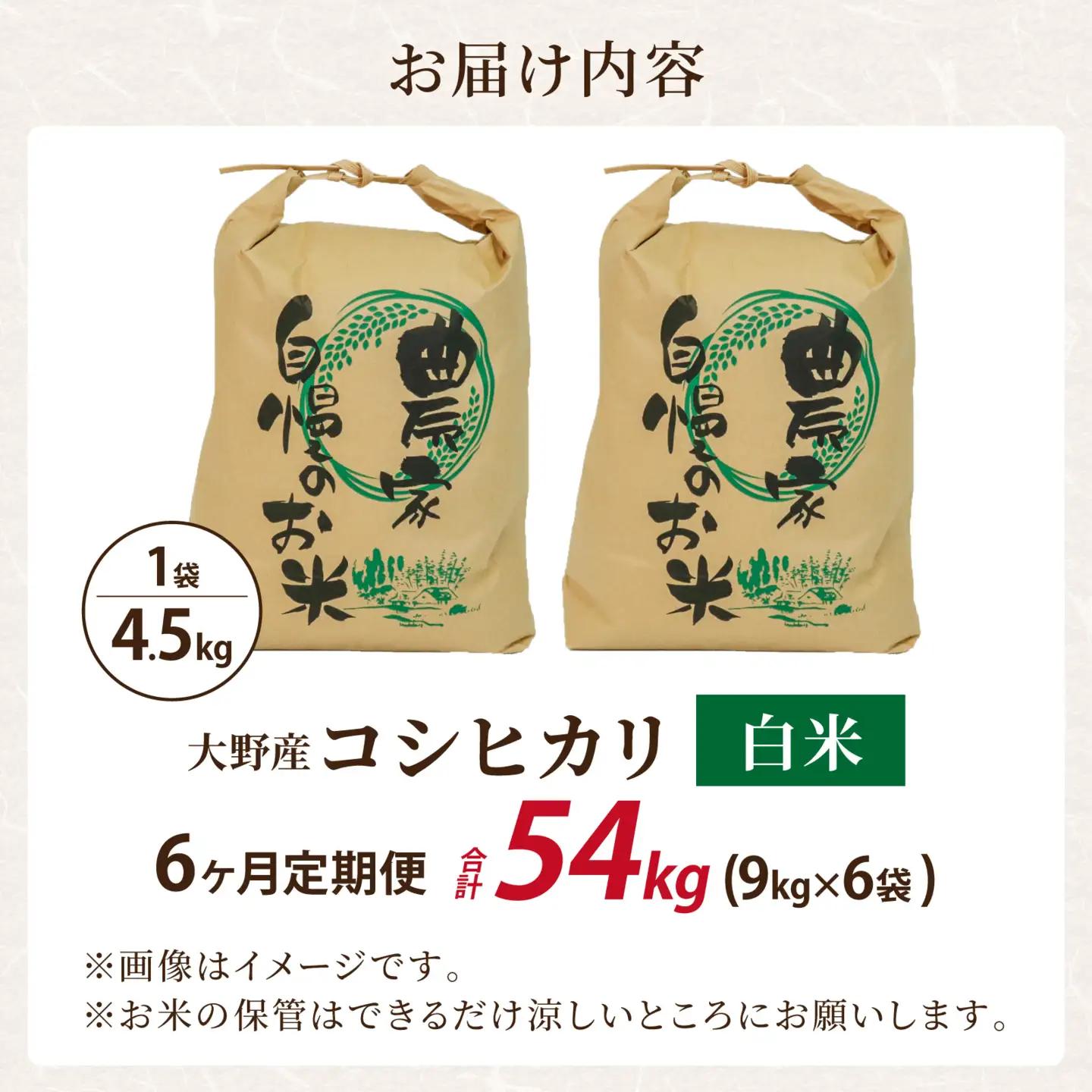 【令和8年産】新米 定期便 9kg×6回 森目のコシヒカリ 新米 K-008005