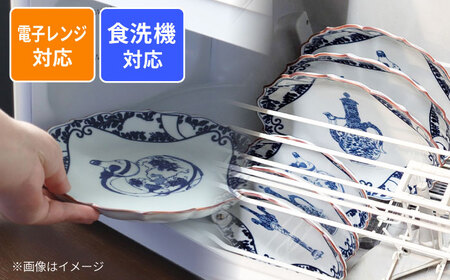 【波佐見焼】古伊万里文様 ひさご唐草 桔梗渕 7寸皿 1点【西日本陶器】[AC283]