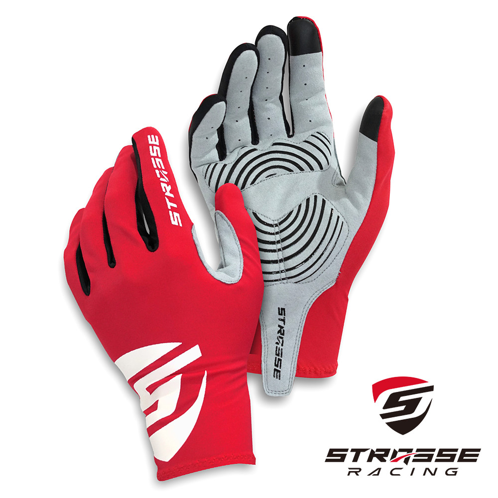 
            STRASSE レーシンググローブ ゲーミンググローブ レッド ／ コスティック シリコン 滑り止め加工 衝撃吸収パッド タッチパネル対応 伸縮性 通気性 奈良県 御所市
          