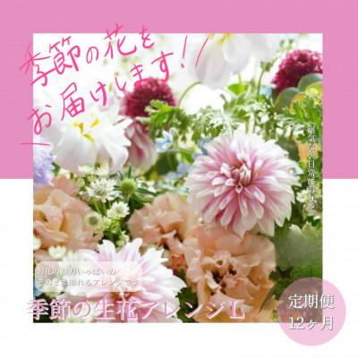 ふるさと納税 芸西村 【毎月定期便】芸西村産季節のおすすめ生花花束　初回花瓶付　毎回延命剤付【t159tmf】　全12回