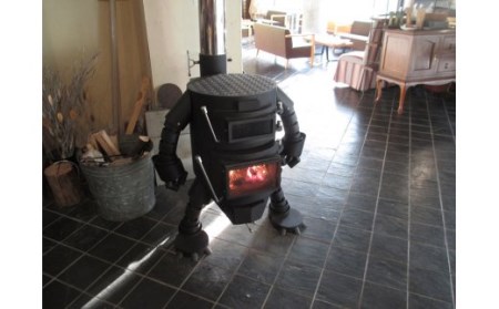 ロボット型薪ストーブ（スタンダード）災害備蓄 防災グッズ 暖炉 オブジェ 置物 ピザオーブン【R00758】