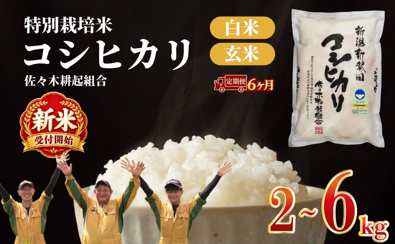 
                  【新米 定期便】 令和8年産 新潟県産 特別栽培米コシヒカリ 2kg 4kg 6kg × 6ヶ月 米 お米 ごはん 白米 コシヒカリ 佐々木耕起組合 プレゼント ギフト 贈答 定期便 特別栽培米  佐々木耕起 佐々木こうき 新潟県新発田市産 ssk005P
                