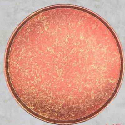 ふるさと納税 高野町 木製 丸トレイ　乱糸 (マット仕上げ)　赤溜