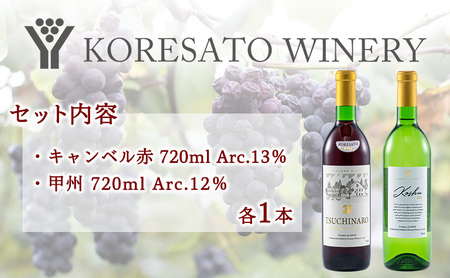是里 ワイン 果実酒 キャンベル赤 甲州 720ml 各1本 岡山 赤磐市 お酒