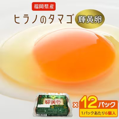 
                  ヒラノのたまご 輝黄卵（きおうらん）72個（6個入り×12パック） ｜ 卵 たまご タマゴ  国産 新鮮 直送  輝黄卵 きおうらん 朝ごはん 卵かけごはん 福岡県 筑前町
                