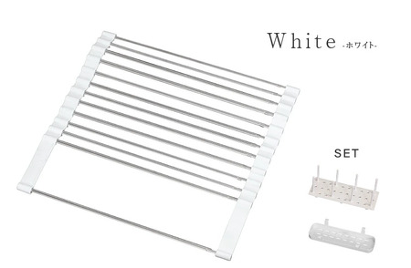 水切りマット (ホワイト／タイプB)[FLOAD／フロード公式]｜洗い物 水切り ラック カゴ スリム シンク内 シンク上 省スペース 水切りマット 洗い物カゴ 折りたたみ シリコン キッチン用品 [0641]