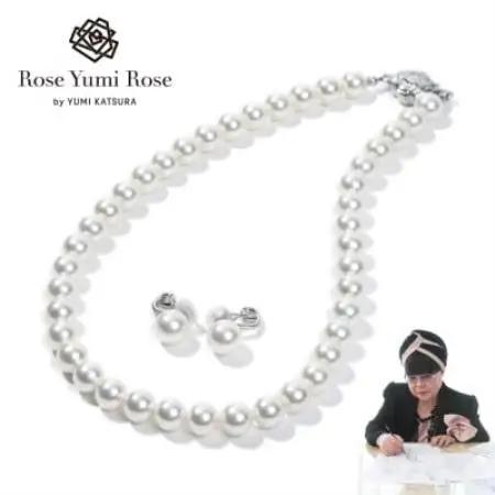 【RoseYumiRose】9mm＆10mmパール2点セット(ネックレス/イヤリング)ホワイト【配送不可地域：沖縄県】【1734222】