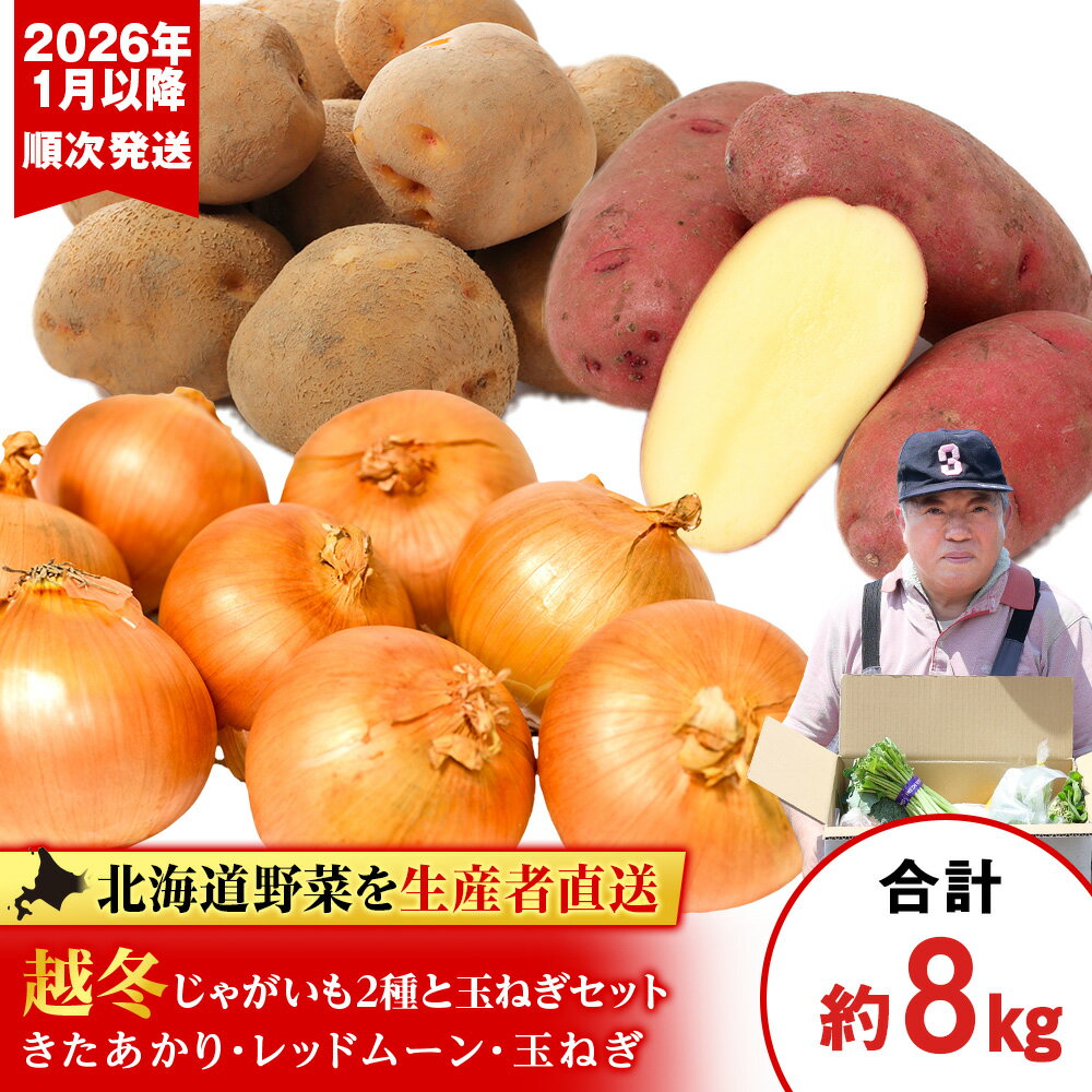 【ふるさと納税】【2026年発送】産地直送「越冬じゃがいも」食べ比べ2種各2kg＆「たまねぎ」4kgセット《 土居ファーム 》 玉葱 いも 芋 レッドムーン キタアカリ じゃがいも 越冬 野菜 千歳 北海道【北海道千歳市】ギフト ふるさと納税