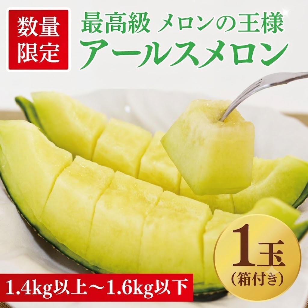 【数量限定】アールスメロン1玉｜青肉・高糖度｜なめらかで上品な甘さ｜メロンの王様｜メロン　ご褒美　デザート　ギフト　益子町　（AA040）