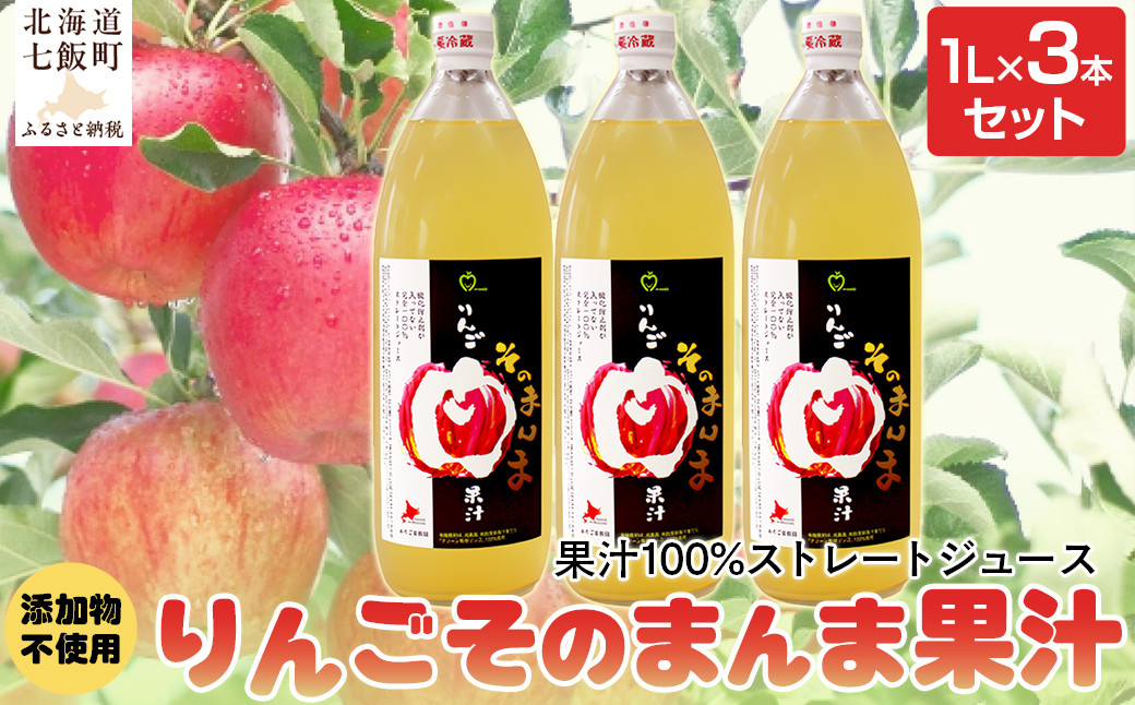 
            無添加 りんご果汁100% 1L×3本セット りんごジュース ストレート果汁 ふるさと納税 人気 おすすめ ランキング りんご リンゴ 林檎 そのまんま 無添加 ジュース りんごジュース 北海道 七飯町 送料無料 NAJ002
          