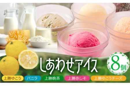 しあわせアイス 5種 セット 計8個 彩食品グループ 《30日以内に出荷予定(土日祝除く)》アイス アイスクリーム ご当地 スイーツ ご当地 アイス 特産品 柑橘 柚香 晩茶 お取り寄せ カップ ジェラート 徳島県 上勝町 送料無料