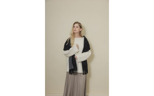 カシミヤ100% シングルリバーマフラー チャコール｜高級素材 軽量 なめらかな肌触り 寒さ対策 確かな技術 日本製 い [4035]