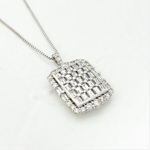 Deliciae K18WG スクエアモチーフ ペンダントネックレス ダイヤ2.0ct ZPN-225