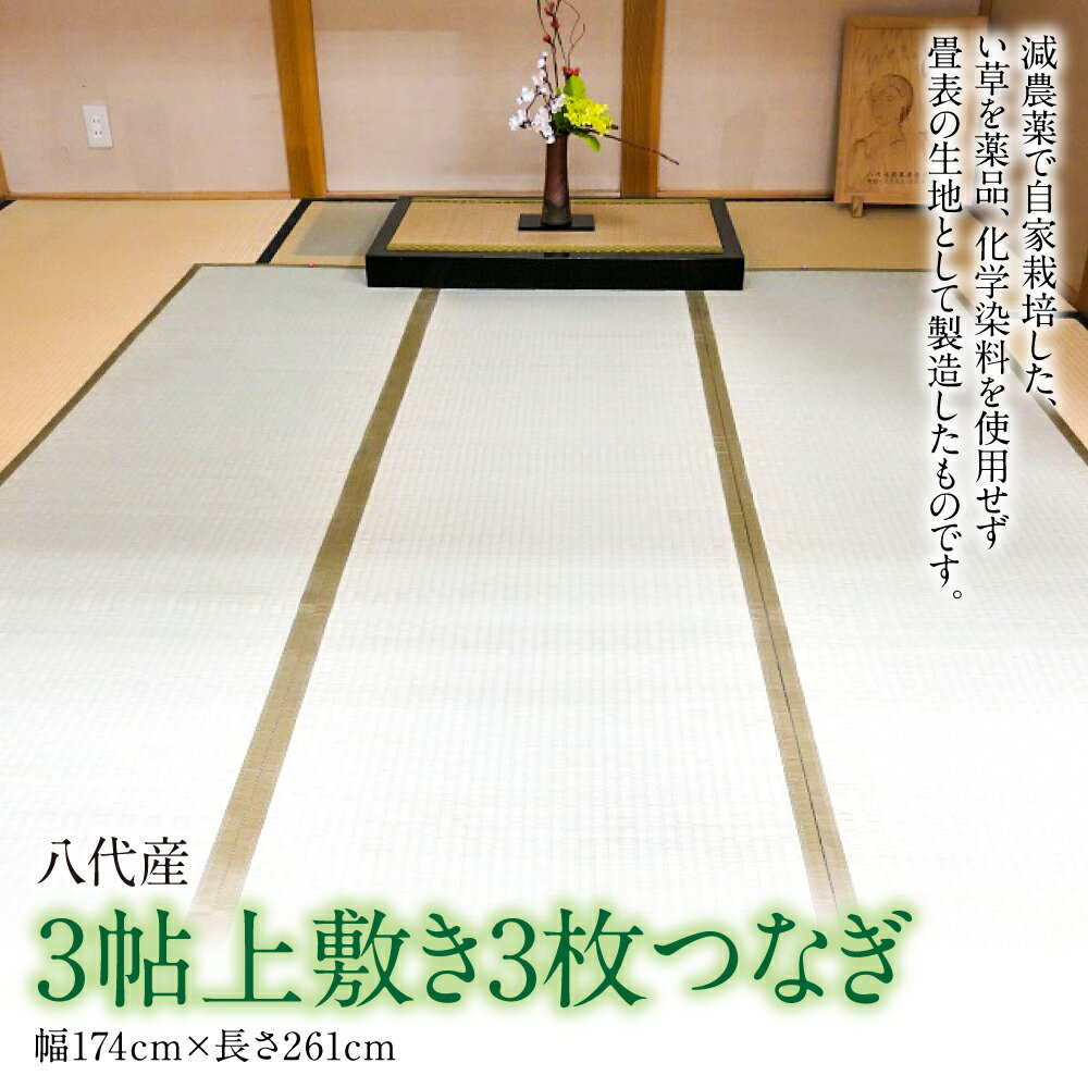 【ふるさと納税】い草 上敷き 江戸間 3帖3枚つなぎ 幅174cm×長さ261cm 縁あり 綿ヘリ 薄茶色 イグサ 畳 敷物 ござ マット カーペット 熊本県 八代市 特産品 国産 日本製 送料無料